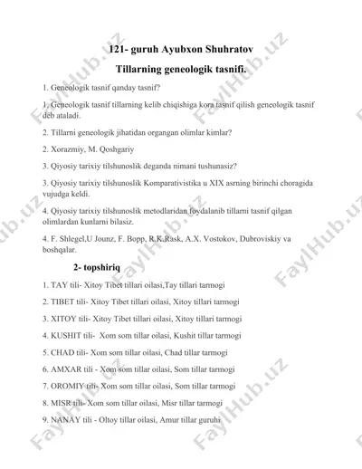 tillarning geneologik tasnifi — DOC