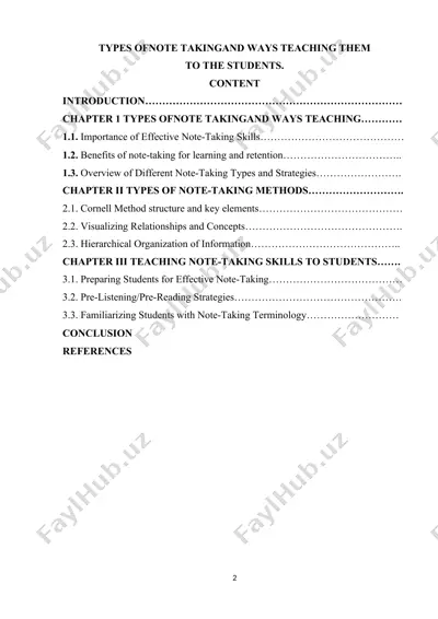types of note taking and ways of teaching them to students — DOCX