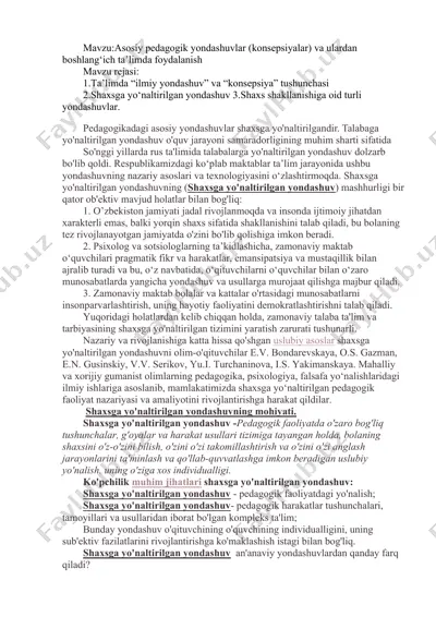pedagogikadagi asosiy yondashuvlar — DOCX