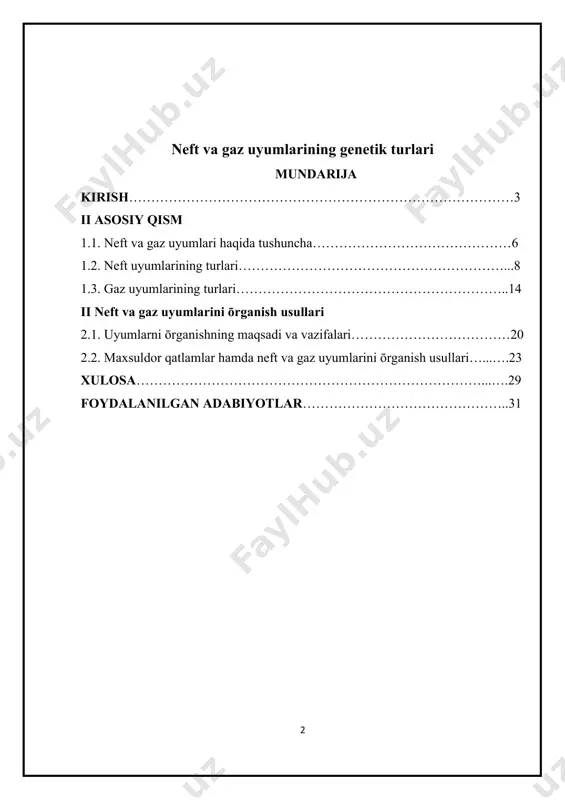vval paleolit davrida xitoyda (yunan, sin-szyan, shansi provinsiyalari), yaqin sharqda (tigr va yevfrat daryolari havzasi), qrim va boshqa ko’pchilik rayonlarda neftdan yoritish, isitish, davolash maqsadlarida, qurilish xomashyosi sifatida foydalanilgan; yonuvchi gaz ham maishiy xizmatda keng foydalanildi. xix asrning ikkinchi yarmigacha neft chuqur bo’lmagan shaxta va quduqlardan oddiy usulda qazib chiqarilgan. xix yuz yillikning ikkinchi yarmida neftni quduqlarni burg’ilash yo’li bilan zamonaviy qazib chiqarish usuliga o’tildi. sanoat va transportni taraqqiy etishi tufayli yoqilg’iga bo’lgan talabning ortishi neft va gaz qazib chiqarish va ularni qayta ishlash texnologiyalarining rivojlanishini jadallashtirdi. kurs ishining maqsadi: neft va gaz nisbatan tejamkor yoqilg’i turi sifatida jahonning sanoati rivojlangan davlatlarining yoqilg’i-energetika balansida yetakchi o’rinni egalladi. bu foydali qazilmalarni qazib chiqarish asosida qayta ishlash faol rivojlanadi, eng avvalo yangi materiallar ishlab chiqarish bo’yicha kimyo sanoati, iqtisodiyotning barcha muhim tarmoqlarida texnologik jarayonlar takomillashadi. shahar va tumanlarni keng qamrovli gazlashtirish katta sotsial ahamiyatga ega bo’ldi, atrof muhitni ekologik sog’lomlashtirish va hayot …