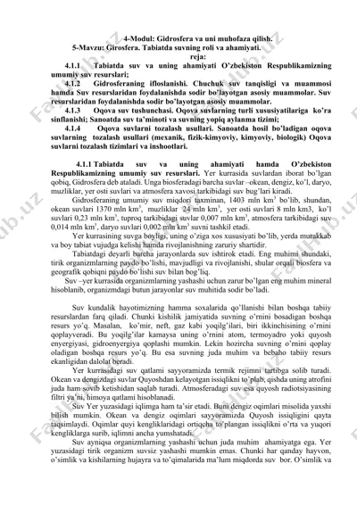 modul: gidrosfera va uni muhofaza qilish — DOCX