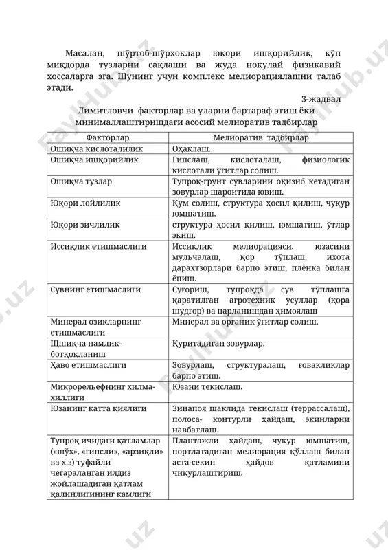 иқдори кўп (40-60 %) бўлади. ўсимлик баргларда, поя, илдизда кул элементлари кўп, уруғида кам бўлади. ўсимликларнинг ёшига боғлиқ ҳолда кул молибден, кобальт, ванадий зарурдир. буларни микроэлементлар деб атаймиз. бу элементлардан ҳар бирини ўсимликдаги миқдори % нинг мингдан бир улушинидан тортиб, юз мингдан бир улушига қадар бўлади. шy сабабли улар микроэлементлар дейилади. ўсимлик организмида жуда оз мщдорда учрайдиган элементларга ультрамикроэлементлар дейилади. уларга: кумуш, олтин, радий, уран, торий, актиний ва бошқалар киради. бу элементлар жуда кам ўрганилган. биз айтиб ўтган элементлардан ташқари ўсимликлар тупроқдан боища моддаларни ҳам ўзлаштиради. улар зарур бўлмаса, баъзи ҳолларда ижобий, бошқа пайтда салбий таъсир этиши мумкун. ҳар бир элемент ўсимлик организмида аниқ бир физиологик рол ўйнайди. бир элементнинг етишмаслиги ўсишни тўхтатади, ўсимликлар касалланади, жуда кескин етишмаса ўсимлик халок бўлади. турли иқлим шароитда ўсимликлар етиштирилганда, уларни озиқ элементга бўлган талаби турлича бўлади. ҳамма тупрокларда қишлоқ хўжалик экинларидан юқори ҳосил етиштириш учун азот, фосфор ва калий зарур. кальцийга бўлган зарурият …