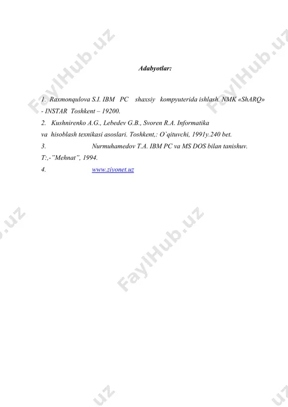 hisoblash tizimining tarkibi. intеrfеys. kodli shina - Page 5
