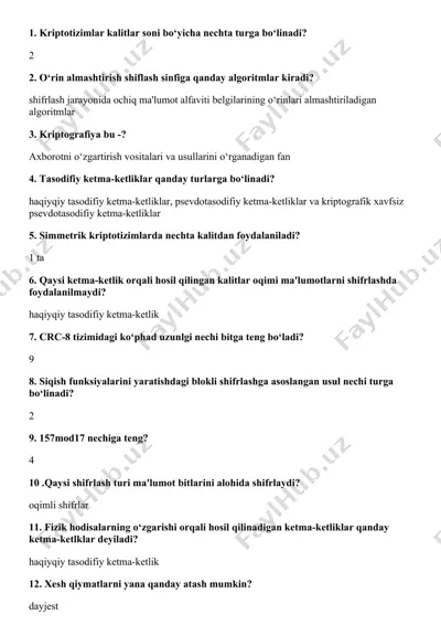 kriptografiya haqida ma'lumotlar — DOCX