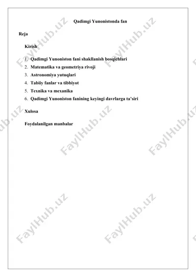qadimgi yunonistonda fan — DOCX