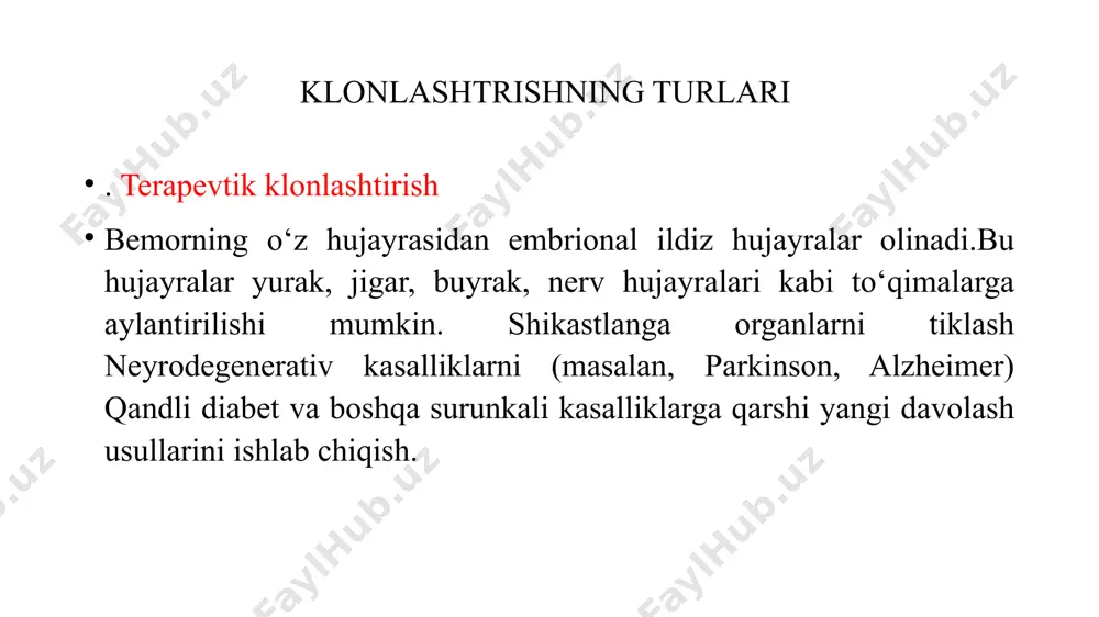 ib kelinadi, buning natijasida minglab turmush qurgan juftliklar farzand ko’rish bahtiga sazovor bo’ldilar. ushbu usul bilan davolanishni rejalashtirayotgan bo’lsangiz, turkiyadagi turli klinikalarda sizga yuqori sifatli turli eko usullari taklif etiladi. 17 o‘zbekiston farmatsevtika sanoatida biotexnologik dori vositalarini ishlab chiqarishga alohida e’tibor qaratilmoqda. prezident tomonidan ilgari surilgan tashabbuslar asosida, onkologik, gormonal, qon preparatlari va vaksinalar kabi innovatsion biotexnologik dori vositalarini ishlab chiqarishni yo‘lga qo‘yish bo‘yicha ko‘rsatmalar berilgan. bunda, dorivor o‘simliklarni chuqur qayta ishlash orqali eksportni 15 million dollarga yetkazish va 5 mingdan ortiq aholini ish bilan ta’minlash mumkinligi ta’kidlangan . klonlash orqali olingan dori vositalarining afzalliklari genetik modifikatsiya orqali ma’lum bir molekula yoki oqsil ishlab chiqarilishi mumkin, bu esa dori vositasining aniq va samarali ta’sirini ta’minlaydi.keng miqyosda ishlab chiqarish imkoniyati: biotexnologik usullar yordamida dori vositalarini keng miqyosda ishlab chiqarish mumkin, bu esa ularning narxini pasaytirishga yordam beradi.pharmaclick+9забардор+9газета.uz+9innovatsion davolash usullari: klonlash orqali ishlab chiqarilgan dori vositalari yangi va innovatsion davolash usullarini taqdim …
