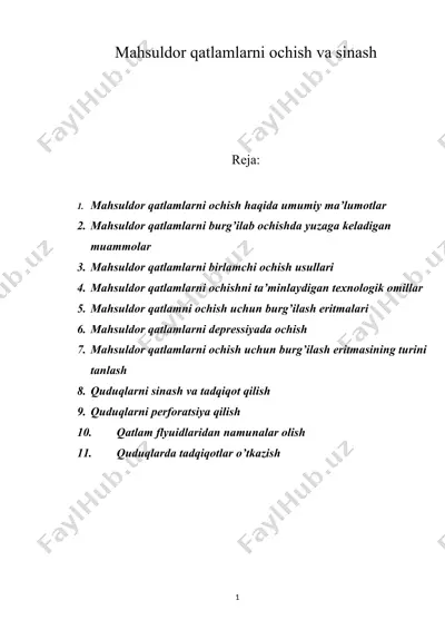 mahsuldor qatlamlarni ochish va sinash — DOC