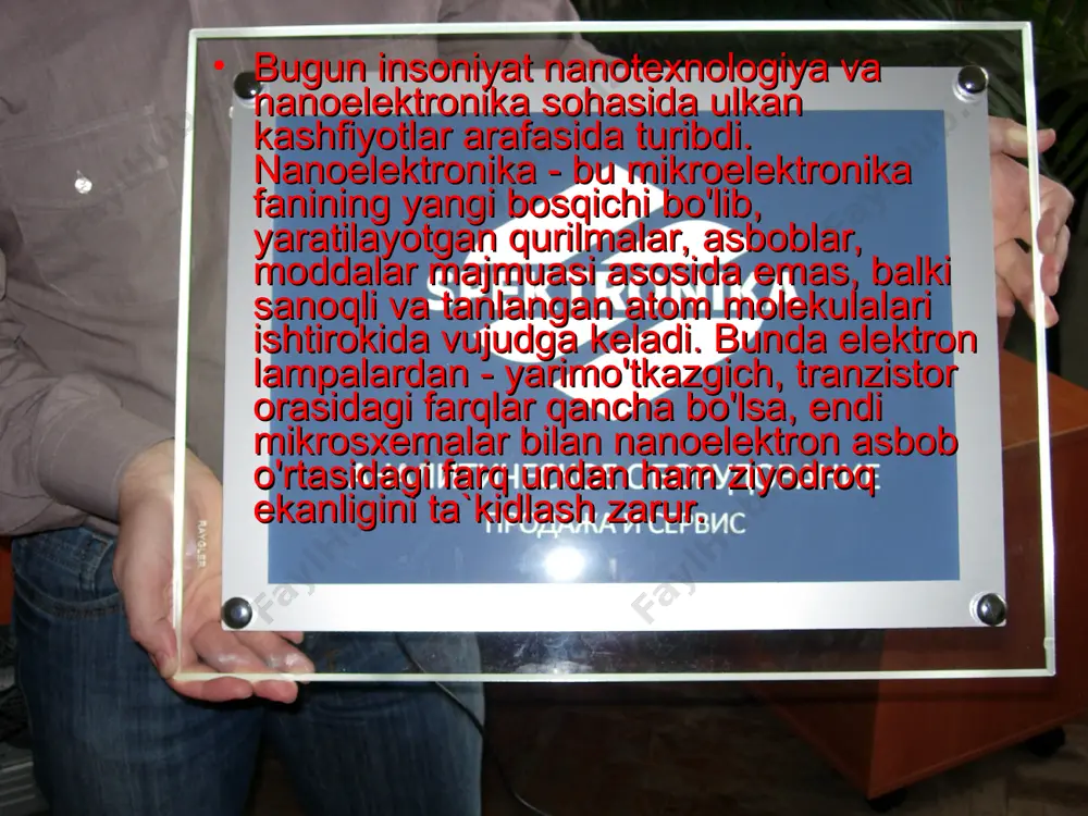 . . bulardan ba`zilarini hozirning o'zidayoq yetarli darajada ishlab chiqarish yo'lga qo'yilgan. yangi texnologiyaning yana bir muhim tomoni shuki, bu texnologiya asosida kremniy materialining magnit xossalarini boshqarish mumkin bo'ladi. bu yangi tipdagi magnit yarim o'tkazgich materiallarini yaratish mumkinligi isbot etildi va tajribada tasdiqlandi. bunday materiallar mikroelektronika va nanoelektronikaning bir qismi sifatida yangi yo'nalish - spektronika qurilmalarining yangi avlodini yaratish imkonini beradi. toshkent davlat texnika universiteti olimlarining bu sohadagi olib borgan ilmiy ishlari munosib ravishda o'zbekiston respublikasi vazirlar mahkamasi huzuridagi o'zbekiston respublikasining fan va texnika, adabiyot, san`at va me`morchilik sohasidagi davlat mukofotlari kengashining 2007 yilda beriladigan davlat mukofotlari tanloviga taqdim etildi.