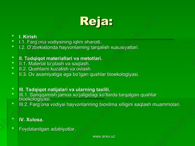 farg’ona vodiysi hayvonlarining bioxilma xilligini saqlash muammolari — PPT