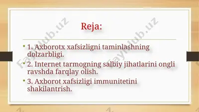 axborot xavfsizligi taqdimoti — PPTX