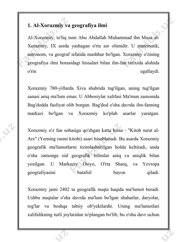 da yashagan mashhur o‘zbek astronom va olim bo‘lgan. u markaziy osiyodan chiqqan eng muhim ilmiy shaxslardan biridir. al-farg‘oniy astronomiyaning rivojlanishiga katta hissa qo‘shgan va uning asarlari yevropa olimlariga ham katta ta'sir ko‘rsatgan. al-farg‘oniy 800-yillar boshida farg‘onada tug‘ilgan va u butun hayoti davomida fan va ilmiy izlanishlar bilan shug‘ullangan. uning eng mashhur asari “astronomiya asoslari”dir. bu asar u tomonidan 850-yillar atrofida yozilgan va arab, lotin, hamda boshqa tillarga tarjima qilingan. bu asarda u ptolemey sistemasini o‘rganib, uni takomillashtirgan. u yerdan quyoshgacha va boshqa sayyoralargacha bo‘lgan masofalarni aniq hisoblab chiqqan va bu ma’lumotlar yozilgan asar yevropa renessansida keng qo‘llanilgan. al-farg‘oniy asarlarida keltirilgan hisob-kitoblar yevropada xiii asrda "de scientia stellarum" nomi bilan mashhur bo‘lgan. uning ishlari astronomiyaning rivojiga katta hissa qo‘shgan bo‘lib, masofalar va harakatlar bilan bog‘liq ko‘plab muhim ma’lumotlarni bergan. al-farg‘oniy, shuningdek, o‘sha davrda bag‘dodda yashagan va ishlagan. u yerda al-ma'mun tomonidan tashkil etilgan bayt al-hikma (hikmat uyi) ilmiy markazida faoliyat olib …