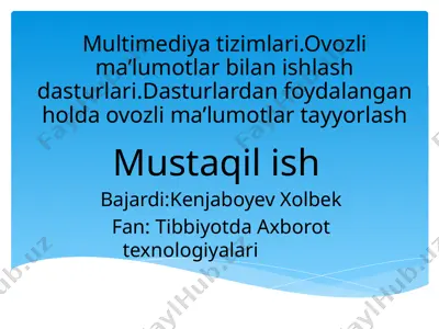 multimediya tizimlari.ovozli ma’lumotlar bilan ishlash dasturlari — PPTX