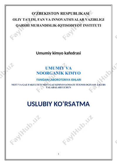 uslubiy ko’rsatma "umumiy kimyo kafedrasi" — DOC