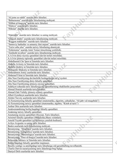 tarix falsafasi so'zining mohiyati — DOCX