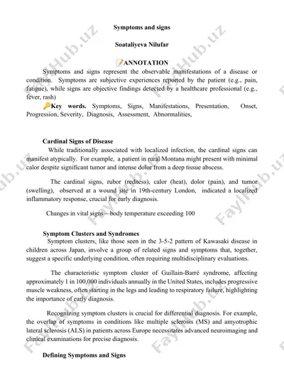symptoms and signs — DOCX