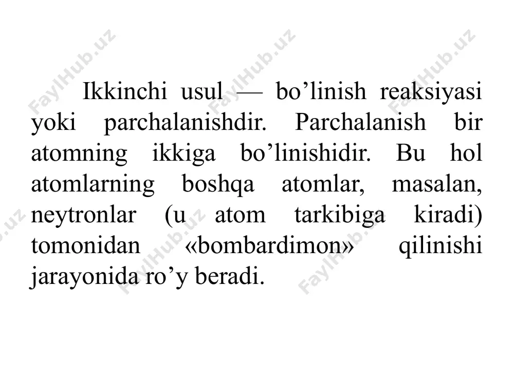 zaro bahs bilan mashg’ul. • yadro reaktorlari inson uchun juda xatarlidir, chunki ular radioaktiv nurlaridan zararlanish manbaidir. xuddi shu sababdan atom elektr stansiyalarini qurishga keskin qarshilik ko’rsatadilar. xx asrning buningdek eng yirik falokati chernobildagi (ukraina) atom stansiyasida yuz berdi. reaktorning portlashi oqibatida faqat ukrainaning emas, balki unga qo’shni bo’lgan boshqa ko’pgina davlatlar hududi ham radioaktiv zaharlanishga uchradi.gan masala ustida o’zaro bahs bilan mashg’ul. e’tiboringiz uchun raxmat image1.png image2.png image3.png image4.png image5.png /docprops/thumbnail.jpeg