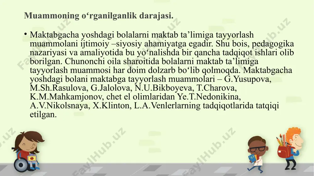i. maktabgacha ta'lim yoshidagi bolalar tarbiyasida individual-psixologik yondashuv usullaridan foydalanish 14 ruhiyat yuqori ahloqiy tafakkurning bir daqiqalik mayl va ehtiyojlardan yuqori qo‘yilishini bildiradi. shaxsiy ta'lim yo'nalishi ta'lim va tarbiyada bolaning (o'quvchining) shaxsiy salohiyatini amalga oshirishning shaxsiy usuli: intellektual; hissiy-irodali; faol; ma'naviy va ma'naviy. shaxsiy ta'lim yo'nalishini (mtm) yaratishning asosiy maqsadi: bolalar bog'chasida maktabgacha yoshdagi bolalarning ijobiy sotsializatsiyasiga, ularning ijtimoiy va shaxsiy rivojlanishiga yordam beradigan shart -sharoitlar yaratish, bu bolaning shaxsiyatining intellektual, hissiy, estetik, jismoniy va boshqa rivojlanishining umumiy jarayonlari bilan uzviy bog'liqdir. hozirgi kunda xalqimiz orasidan yetishib chiqqan iste’dodli olimlar, muhandis-ixtirochilar, yozuvchi va shoirlar, davlat va jamoat arboblari, iste’dodli artistlar, rassomlar va boshqa kishilarimizga nasliy yo‘l bilan berilgan barcha imkoniyatlarning ro‘yobga chiqishi uchun har qanday sharoit maydonga kelganligini dalili bo‘la oladi. shaxsning barcha xususiyatlari, munosabatlari va xatti-harakatlari shaxsning hayoti faoliyatida ma’lum rolni bajaruvchi va har biri murakkab qurilmadan iborat bo‘lgan hamda shartli ravishda to‘rtta o‘zaro mustahkam bog‘langan funksional bosqichlarga birlashtiriladi …
