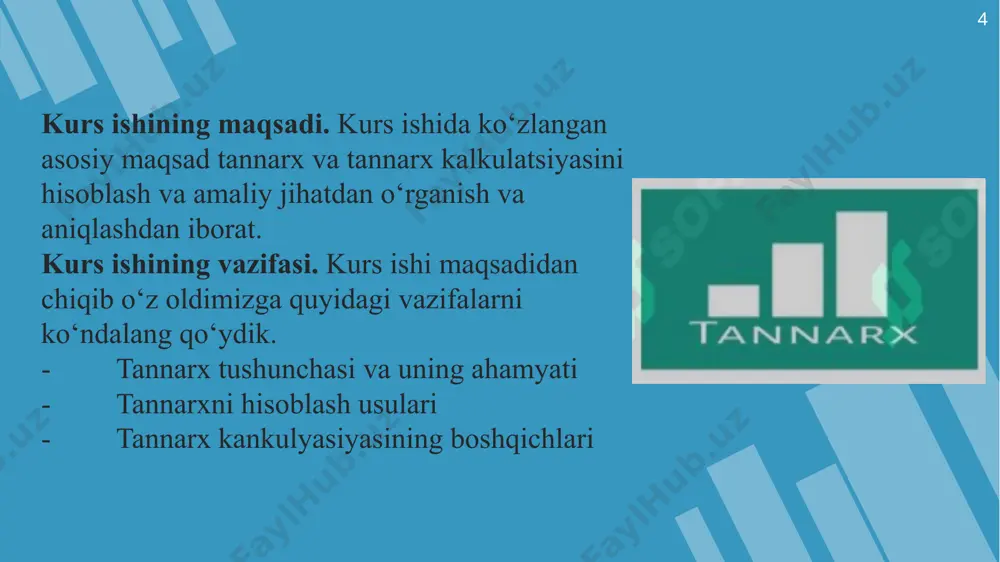 sh; – aylanma kapitaldan samarali foydalanish; – ishlab chiqarishni samarali tashkil etish; – tashqi imkoniyatlar. 17 asosiy kapitaldan samarali foydalanishning quyidagi yo‘llari mavjud: ishlab chiqarish texnologiyasini takomillashtirish; ishlab chiqarishni avtomatlashtirish va mexanizatsiyalash; ishlab chiqarish quvvatlarini to‘liq ishga tushirish. aylanma kapitaldan samarali foydalanish quyidagilarni taqozo etadi: materiallardan yo‘qotishlarning oldini olish; ularni tejamli ishlatish; material sarflarini me’yorlar asosida amalga oshirish. 18 ishlab chiqarishni samarali tashkil etish quyidagi chora-tadbirlardan iborat bo‘lishi mumkin: ishlovchilarning malakasini oshirish; mehnatni ilmiy asosda tashkil etish; mehnatni me’yor asosida tashkil etish va rag‘batlantirish. mahsulot tannarxini pasaytirishning tashqi imkoniyatlari sifatida xomashyo va materiallar narxini pasaytirish; soliq yukini qisqartirish; ishlab chiqarishni ixtisoslashtirish va kooperatsiya kabilarni ko‘rsatish mumkin. 19 foydalanilgan adabiyotlar o‘zbekiston respublikasi prezidentining farmoni, 28.01.2022 yildagi pf-60-son «o‘zbekiston respublikasida tadbirkorlik to‘g‘risida»gi qonun. – t., 15.02. 2021. o‘zbekiston respublikasining “buxgalteriya hisobi to‘g‘risida”gi qonuni – toshkent: o‘zbekiston respublikasi oliy majlisining axborotnomasi, 2020 йил, 5-6 – son. bobojonov o., junaniyozov k. “boshqaruv hisobi” darslik …
