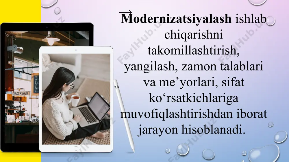 kkinchi bosqichi “ommaviy xususiylashtirish” davri deb nom oldi va u 1994–1998-yillarni o‘z ichiga oladi. bu davrda mashinasozlik, yengil va oziq-ovqat sanoati, qurilish, avtomobil transporti, agrosanoat kompleksi va boshqa tarmoqlarning o‘rta va yirik korxonalari ochiq aksiyadorlik jamiyatlariga aylantirildi va xususiylashtirildi. xususiylashtirishning uchinchi bosqichi 1999-yildan boshlanib hozirgi kungacha davom etmoqda. bu bosqich “yakka tartibda xususiylashtirish” davri hisoblanadi. xususiylashtirishning ushbu davri avvalgi bosqichlardan bir qator jihatlari bilan farq qiladi. iqtisodiyotni yanada erkinlashtirish, modernizatsiyalash, iqtisodiy islohotlarni chuqurlashtirishning istiqbolli yo‘nalishlari quyidagilardan iborat: • iqtisodiyot faoliyatini bozorga xos mexanizmlarini erkinlashtirish; • iqtisodiyotni tartiblashning bozor va davlat mexanizmlarini uzviyligini ta’minlash; • institutsional o‘zgartirishlar; • bozor infratuzilmasini rivojlantirish. iqtisodiyotni barqaror rivojlantirish uchun quyidagilar amalga oshiriladi: barqaror iqtisodiy o‘sish sur’atlarini ta’minlash; makroiqtisodiy ko‘rsatkichlarning o‘zaro mutanosibligini ta’minlash; inflyatsiya darajasining pasayishini, milliy valyutamizning barqarorligi va uning xarid qobiliyati ta’minlash; eksport va oltin-valyuta zaxirasini o‘stirib borish. e’tiboringiz uchun rahmat! image3.png image4.png image5.jpeg image6.png image7.svg image8.jpg image9.jpeg image10.png image11.jpeg image12.jpg image13.png image14.jpeg image15.jpeg …