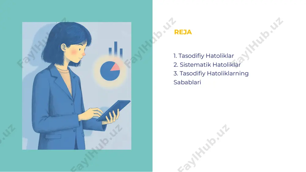 . sistematik hatoliklarning sabablari sistematik hatoliklarning sabablari sistematik hatoliklar ko'pincha asboblar yoki uskunalar noto'g'ri kalibrlanishi, metodologik xatolar yoki tashkiliy muammolar bilan bog'liq. ushbu hatoliklarni aniqlash va tuzatish jarayonlari, natijalarni ishonchli qilishda muhimdir. sistematik hatoliklar ko'pincha asboblar yoki uskunalar noto'g'ri kalibrlanishi, metodologik xatolar yoki tashkiliy muammolar bilan bog'liq. ushbu hatoliklarni aniqlash va tuzatish jarayonlari, natijalarni ishonchli qilishda muhimdir. tasodifiy hatolikni tahlil qilishtasodifiy hatolikni tahlil qilish tasodifiy hatoliklarni tahlil qilish uchun statistik usullarni qo'llash zarur. o'lchov natijalarini to'plab, ularni tahlil qilish orqali hatoliklarning ta'sirini aniqlash mumkin. bu jarayon, natijalarni yaxshilashga yordam beradi. tasodifiy hatoliklarni tahlil qilish uchun statistik usullarni qo'llash zarur. o'lchov natijalarini to'plab, ularni tahlil qilish orqali hatoliklarning ta'sirini aniqlash mumkin. bu jarayon, natijalarni yaxshilashga yordam beradi. sistematik hatolikni tahlil qilish sistematik hatolikni tahlil qilish sistematik hatoliklarni tahlil qilish, ularning sabablarini aniqlashga qaratilgan. bu jarayonda metodologiyalar va asboblar ustida ishlash, hatoliklarni kamaytirishga yordam beradi. tahlil natijalari asosida tuzatish choralarini ko'rish kerak. …