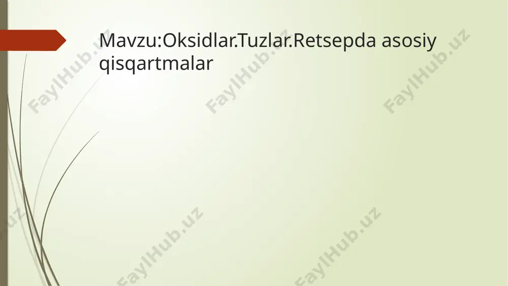 tis )natriy sulfat –nom. sing asos tuzlarning nomi - sub old qo‘shimchasi yordamida hosil qilinadi. asosli vismut gallat -nom. sing. bismuthi subgallas.gen. sing. bismuthi subgallatis.kislorodsiz kislotalarning organik asoslar bilan hosil qilgan tuzlarningnomi -hydro old qo‘shimchasi va -idum , i, suffiksi yordamida hosil qilinadi.papaverin gidroxlorid-nom. sing. papaverini hydrochloridumgen. sing. papaverini hydrochloridinatriy va kaliy tuzlarining nomi moddalar nomlariga natrium yokikalium so‘zlarini chiziqcha yordamida qo‘shib hosil qilinadi. retseppturada qisqartma so‘zlarshifokor retsept yozishda umumiy qabul qilingan qisqartmalardan foydalanadi. dori shakllari, o‘simlik qismlarning nomi va retseptdagi bir xil shaklga ega bo‘lgan nomlar qisqartiriladi. bunday qisqartmalar qoidaga binoan bitta yoki ikkita –uchta so‘zlarning bosh harflaridan hosil qilinadi, agar so‘z birinchi bo‘g‘inda bir necha undosh harflar bo‘lsa ,ular qisqartmada saqlanadi.misol uchun: extr-extractum, ung-unguentum.dori moddasi va o‘simlik turini qisqartirish mumkin emas. e’tiboringiz uchun raxmat!!! image1.png image2.png