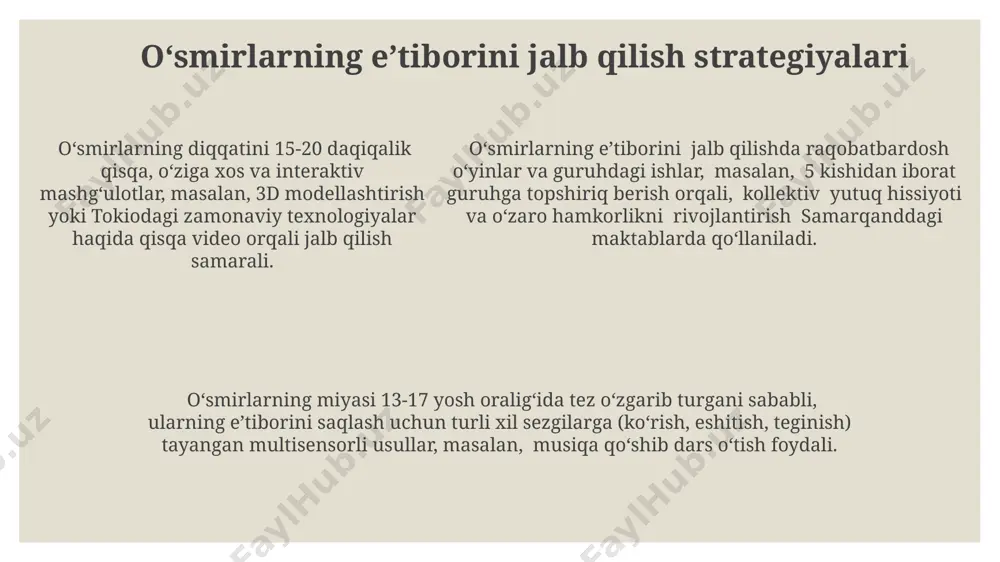 e'tiborni jamlashni oshirish usullari - Page 5
