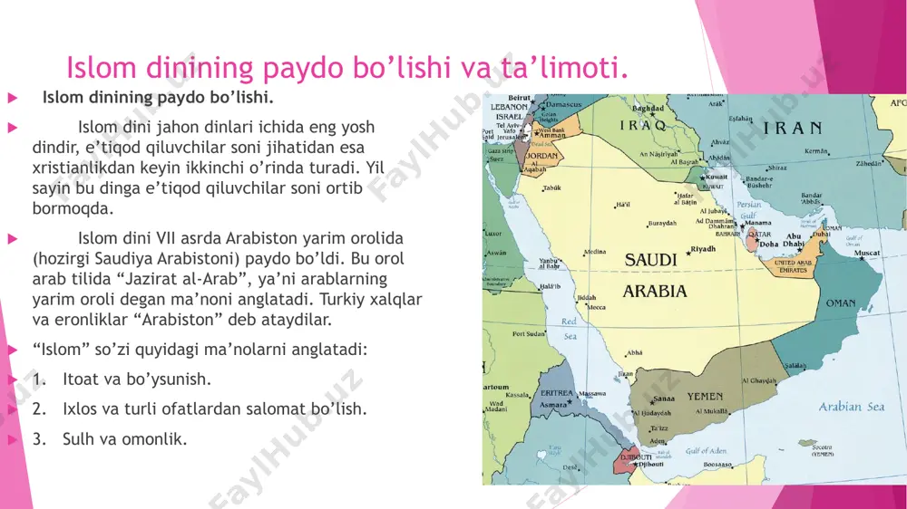 payg’ambar tug’ilgan kun)dir.  ramazon islom olamida muqaddas oylardan sanaladi. zikr qilinishicha hadisi sharifda bu haqda “ bu ummatim oyi , bunda yuz bergan gunohlar kechiriladi ” deyiladi  ramazon haiti hijriy oylarning uchinchisi hisoblanmish shavval oyining birinchi kuni nishonlanadi . ramazon oyida 30 kun ro’za tutgan musulmonlar zimmalariga yuklatilgan farz amalini sog’ salolmat ado etib tugatganliklari munosabati bilan xursandchilik izhor etish demakdir. islom dinidagi yo’nalishlar, oqimlar va mazhablar.  rasululloh (s.a.v.) shunday deganlar:  “yahudiylar 71 firqaga bo‘linganlar. nasroniylar 72 firqaga bo‘linganlar. mening ummatim 73 firqaga bo‘linadi. ularning hammasi zalolatda bo‘ladilar. faqat savodi a’zam (mutlaq ko‘pchilik) bo‘lgani hamda mening va ashobimning yo‘lida bo‘lganlar bundan mustasno” payg‘ambar vafoti haqidagi xabar madina ahli orasida yoyilgach, ansorlar bani soida saqfasida xazraj qabilasining sayidi sa’d ibn uboda yoniga to‘plandilar. ayni paytda musulmonlardan birining abu bakr oldiga kelib, bani soida saqfasida ansorlar rasululloxga xalifa saylash uchun yig‘ilganlarini xabar berishi e’tiborga loyiq. chunki xuddi shu …