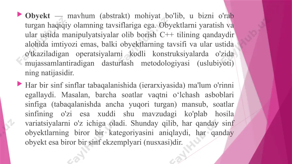 itadir. polimorfizm inkapsulatsiyalash va vorislik bilan chambarchas bog'liq, boz ustiga, polimorfizmsiz oyd samarali bo'lolmaydi. polimorfizm — oyd paradigmasida markaziy tushunchadir. polimorfizmni egallamay turib oyd dan samarali foydalanish mumkin emas. /docprops/thumbnail.jpeg