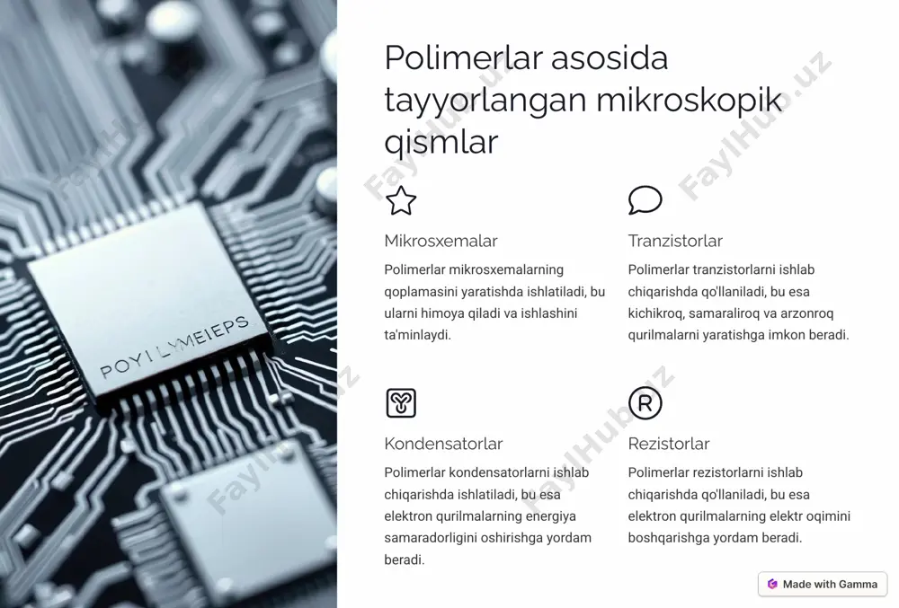 polimer materiallar va elektronika sanoatidagi o'rni - Page 5