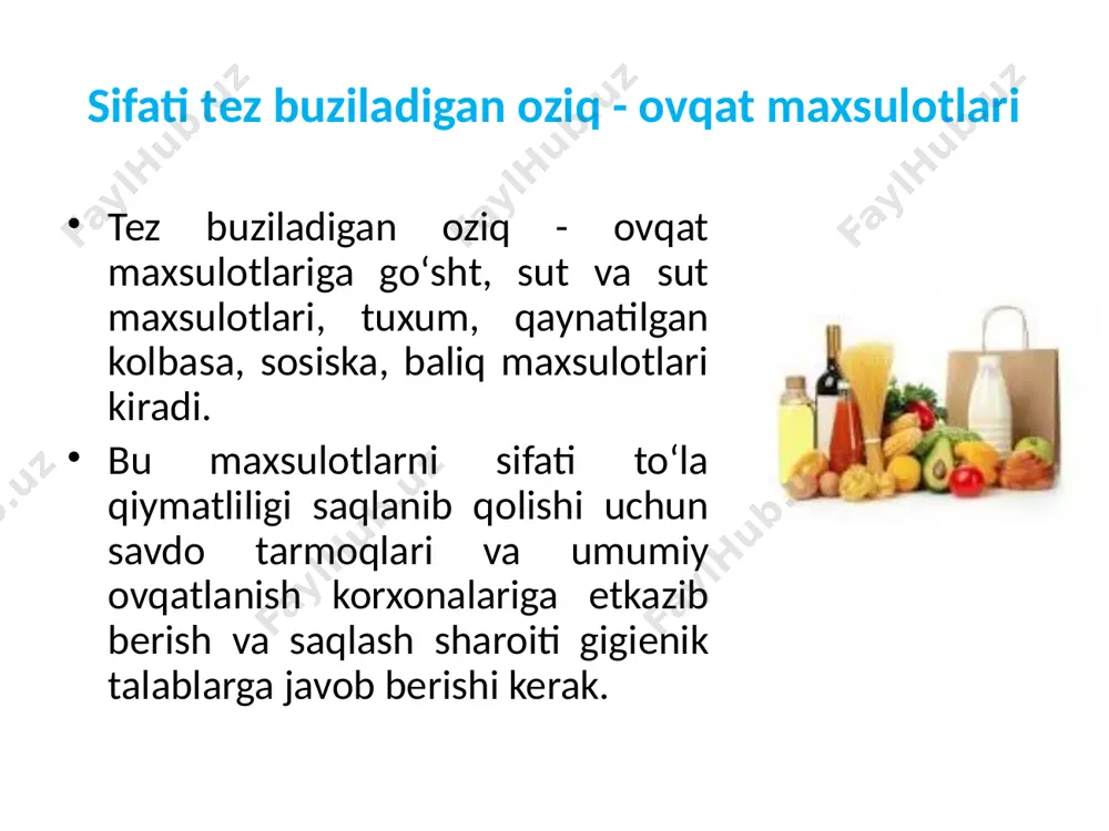 cha, silindrni devoriga tekizmasdan sutga tushiriladi 5 minutdan soʻng zichlik xisoblanib chiqariladi. agar sutni tempiraturasi 200 s dan yuqori boʻlsa, lektodensimetr korsatgichini xar bir darajasiga 0,2 qoʻshiladi, yoki temperatura 200 s dan kam koʻrsatsa 0,2 olinadi. misol: lektodensimetr darajasi boʻyicha koʻrsatgich 26, termometr koʻrsatgichi 250 boʻlsa, bunda temperatura farqi 25-20=5 * 0,2 =1 chiqqan sonni lektodensimetr kursatgichiga kushamiz 1,026+1=1027. bunda sutni zichligi 1,027 teng. unning organoleptik ko‘rsatgichlari bugʻdoy uni oppoq yoki biroz sargʻish rangli, arpa uni kul rang boʻladi. unda koʻp miqdorda kepak boʻlsa rangi qizgʻish boʻladi. un qora qo‘ng‘ir rangda boʻlsa uzoq muddatda saqlanganidan darak beradi. xidi. unni xidini aniqlash uchun toza kogʻoz ustiga solib nafas bilan isitiladi, yoki unni stakanga solib ustiga 50° gacha isitilgan suv quyiladi, stakan ogʻzi shisha bilan berkitiladi va 2-3 minut qoldiriladi, shundan soʻng suvni toʻkib xidi aniqlanadi. unning mazzasi. aniqlash uchun 1-2 toti, xar biri 2 g keladigan aloxida olingan un chaynab koʻriladi. …