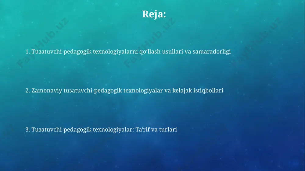 da. tuzatish-pedagogik texnologiyalarni qoʻllashda samarqand viloyatida 2028 yilga kelib kamida 500 nafar o'qituvchining malakasini oshirish rejalashtirilgan boʻlib, bu esa qamoqxonalardagi qayta tarbiyalash jarayonini yaxshilashga yordam beradi. xavf guruhiga mansub o'quvchilar bilan ishlash metodlari o'quvchilarning xavf guruhiga mansubligi sabablarini aniqlash uchun toshkentdagi 3 ta maktabda ijtimoiy-pedagogik diagnostika o'tkazish va keyinchalik individual ta'lim rejalari tuzish kerak. xavf guruhiga mansub 15-20 nafar o'quvchi bilan samarqanddagi maxsus ta'lim muassasalarida individual va guruh psixologik-pedagogik yordam ko'rsatish samarali hisoblanadi. tuzatish-pedagogik tadbirlarning samaradorligini oshirish surxondaryo viloyatida o‘tkazilgan tadqiqotlar shuni ko‘rsatdiki, interaktiv o‘quv dasturlarini joriy etish natijasida o‘quvchilarning 60% da intizomlilik darajasi sezilarli darajada yaxshilandi. toshkent shahridagi 5-sonli maxsus ta’lim muassasalarida qo‘llaniladigan individual yondashuvlar tufayli, o‘quvchilarning 70% ga yaqini o‘qish va yozish ko‘nikmalarini yaxshilashga erishdi. tuzatish-pedagogik texnologiyalar: ta'rif va tushunchalar tuzatish-pedagogik texnologiyalar 3 bosqichli jarayonni (diagnostika, tuzatish, profilaktika) o'z ichiga olib, samarqanddagi 5-maktabda amaliy qo'llanilgan va o'quvchilarning 20% o'zlashtirish ko'rsatkichlarini yaxshilashga yordam bergan. o'zbekistonning 10 ta viloyatida sinovdan …