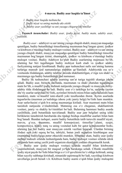 badiiy asar haqida ta’limot — DOCX
