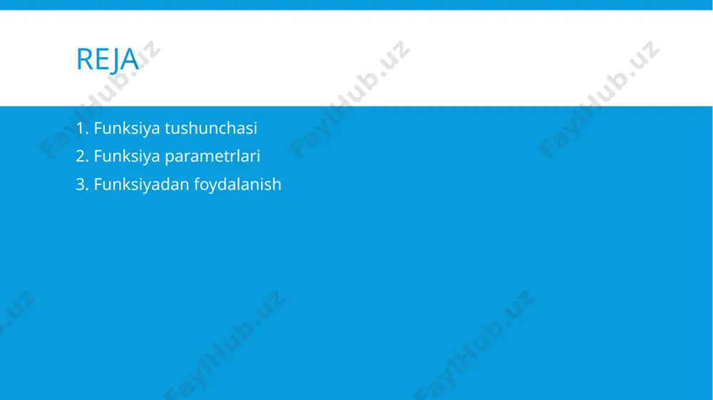 ksiyalarni instalizasiyalash sonni juft va toqlikka tekshirish faktorialni hisoblash dasturi (rekursiv funksiya) misol 1. berilgan 3 ta sonni eng kattasinini toppish funksiyasi 4. matrissa elementlari yig’indisini hishoblovchi funktsiya tuzing 5. matrissa elementlari ko’paytmasini hishoblovchi funktsiya tuzing 6. matrissani diagonal elementlari yig’indisini hisoblovichi funktsiya tuzing 7. matrissani diagonal elementlari ko’paytmasini hisoblovichi funktsiya tuzing image2.png image3.png image4.png image5.png image6.png image7.png image8.png image9.png image10.png image11.png /docprops/thumbnail.jpeg