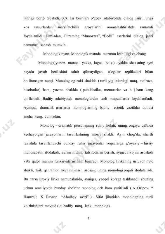 ifasidir. badiiy asardagi mavzu, obraz, til, kompozisiya, muayyan g‘oyani ifodalaydi. mavzu va g‘oyaning aktualligi va xalqchiligi, mazmun va shaklning o‘zaro mosligi, obrazning tipikligi va xaqqoniyligi syujet va kompozisiyaning pishiqligi, badiiy tilning tasviriyligi va ekspressivligi adabiy tahlil jarayonida aniqlanadi. matn tahlilida tahlilning yuqoridagi u yoki bu turidan foydalaniladi. matnni sharhlash so‘z va so‘z shakllari badiiy tasvir vositlarining asar g‘oyaviy va estetik mazmunini oshirishdagi roli izohlanadi. matnni sharxlashda lingvistik aspekt asosiy o‘rinni egallaydi. u traditsion adabiiy tahlilda ham yetakchi sanaladi, chunki u matnning estetik strukturasi va badiiy tasvir vositlarini o‘rganishga ko‘maklashadi. badiiy matn murakkab va ko‘p qatlamdir. uni tahlil qilishdan maqsad- ijodkor o‘ylagan ma’no va ichki kechinmalarni maksimum holda payqab olishdir. ijodkorni o‘ylagan narsasi faqat badiiy asar orqali namoyon bo‘ladi. matn mazmunining qisqacha bayoni (rezyume) rezyume fransuzcha “résumé” so'zidan kelib chiqqan va sodda qilib aytganda qisqacha izoh ma’nosini bildiradi. rezyume ishga topshirayotgan inson to'g'risida ma’lumotni taqdim etadi, ya’ni uning ismi, ma’lumot darajasi, …
