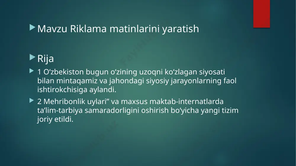 faoliyatining poydevori, deb biladi. ijtimoiy siyosat mamlakatimizda davlat siyosatining eng muhim ustuvor yo‘nalishlaridan biri bo‘lib qolmoqda. ijtimoiy qo‘llab-quvvatlashning aniq manzilli xususiyatga ega ekani har bir muhtoj insonga uning real ehtiyojini hisobga olgan holda yordam ko‘rsatish imkonini bermoqda. bunda ushbu toifaga mansub hech bir inson e’tibordan chetda qolmasligiga alohida ahamiyat qaratilmoqda. shu asosda jamiyatimizning ijtimoiy manzarasi butunlay o‘zgarmoqda, samarali boshqaruvning natijadorligi oshmoqda, eng muhimi, odamlarning hayotga, mehnatga, o‘zining taqdiri va ertangi kunga ishonchi ortmoqda. keyingi paytda “temir daftar”, “ayollar daftari”, “yoshlar daftari”, “mahallabay” va “xonadonbay” ishlash usullari aynan shu maqsadda joriy etilmoqda. shu asosda muammoga oid mavhum ko‘rsatkichlar emas, balki yordam va ko‘makka muhtoj har bir oila va fuqaroning, xotin-qizlar, yoshlarning muammolari o‘z joyida aniq o‘rganilmoqda, ular vaqtida va samarali hal etilmoqda ta’kidlash kerakki, milliy tariximizda qishloq va mahallalarimizni obodonlashtirishga hech qachon bunchalik katta mablag‘ ajratilmagan, eng muhimi, ularning rivojiga bu qadar jiddiy e’tibor berilmagan. muhtoj fuqarolarni to‘g‘ridan-to‘g‘ri, aniq maqsad bilan …