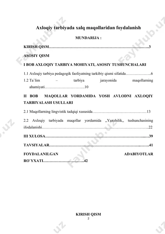 o‘rnini anglash ma’naviy yuksalish uchun muhim omil sanaladi. xalqimiz boy ma’naviy merosining ajralmas bir bo‘lagi sifatida yashab kelayotgan maqol, matal va iboralarni o‘rganish, ularda aks etgan xalq hayotini, insoniy tuyg‘ular tasvirini ko‘rsatish har doim dolzarblik kasb etib kelgan. bu xususida birinchi prezidentimiz i.a. karimovning shunday fikrlari bor: “ma’naviyati, o‘z xalqining tarixini, uning madaniyatini chuqur bilish va tushunib yetishga suyangandagina qudratli kuchga aylanadi” . [footnoteref:2]o‘zbek xalq maqollari, matallari va iboralarini o‘rganish bugungi kunda nafaqat adabiyotshunoslik, tilshunoslikning ham oldida turgan muhim masalalardan biri hisoblanadi. maqol va matallar, aforizmlar kishilarning, ayniqsa yoshlarning ongini o‘stiradi, ularni to‘g‘riso‘z, rostgo‘y, mehnatsevar, mard, jasur, sabotli va matonatli bo‘lishiga o‘rgatadi, kishidagi eng insoniy fazilatlarni targ‘ib etadi. shuningdek, yozuvchi, shoirlar va notiqlarning so‘z boyliklarini orttiradi, ularning asarlarini badiiy jihatdan g‘oyat ta'sirli qiladi. biz og‘zaki so‘zlashuvimizda juda ko‘p marotaba maqollarga murojaat etamiz. maqol xalqimizning yillar davomida shakllangan og‘zaki nutqining namunasi sanaladi. “maqol” atamasi arabcha qavlun - gapirmoq, aytmoq so‘zidan olingan. …