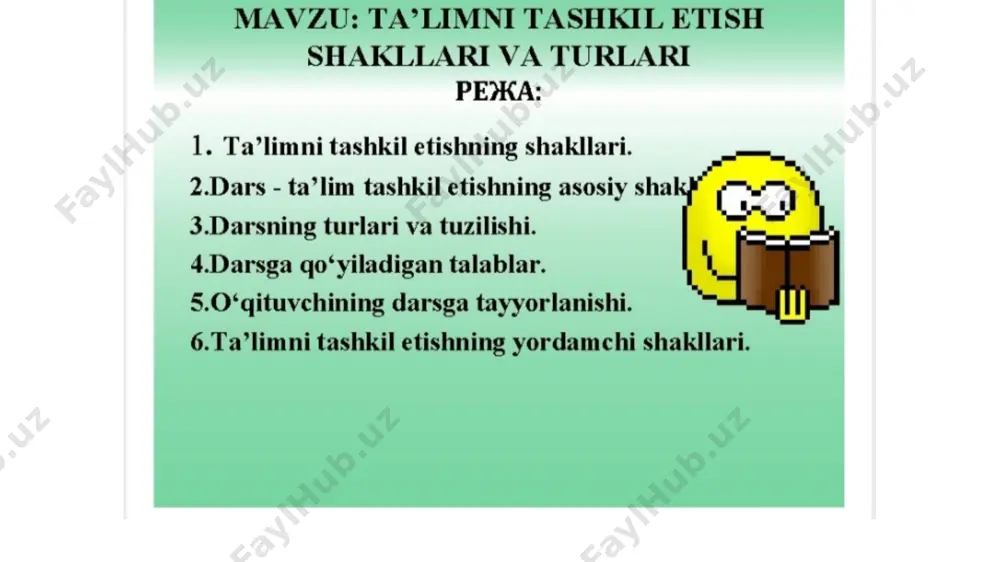 ta'limni tashkil etish shakllari va tur'lari - Page 2