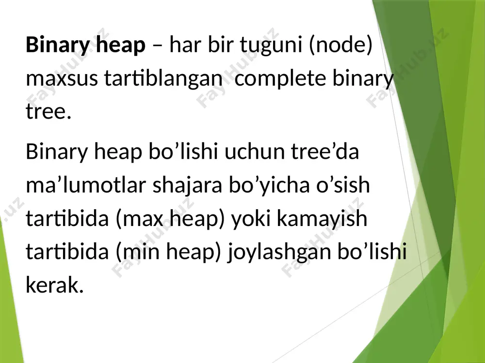 heap tree кўринишдаги бинар дарахтлар - Page 4