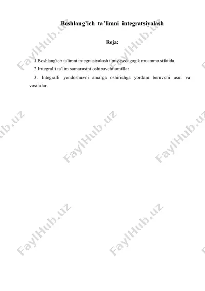 boshlang’ich ta’limni integratsiyalash — DOC