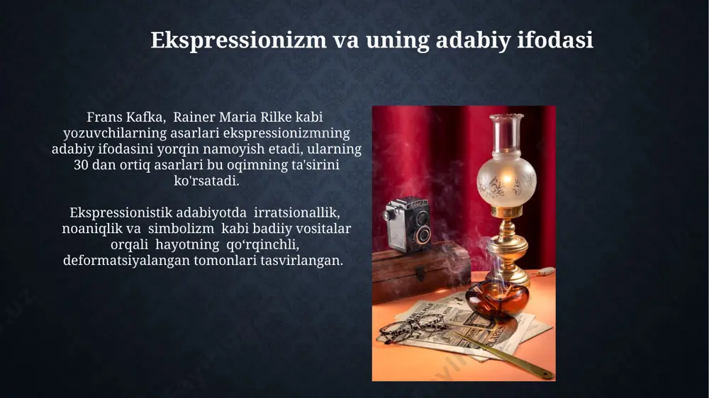 ashi, siyosiy repressiya va totalitar rejimlarning inson hayotiga ta'siri kabi muhim mavzular o'z aksini topgan bo'lib, yashirin kurashning 40 yildan ortiq davom etganligi ta'kidlangan. impressionizm va uning ta’siri impressionizmning asosiy tamoyillari, masalan, subyektivlik va hissiy tajribalarga urg'u berish, 5 dan ortiq mashhur yozuvchilarning asarlarida aks ettirildi, bu esa adabiy tanqidning yangi turlarini keltirib chiqardi. 19-asr oxiri va 20-asr boshlarida impressionizm adabiyotga 20 dan ortiq yangi uslublar va she'riy shakllar kiritish orqali katta ta'sir ko'rsatdi, shu jumladan simvolizm va modernizm kabi oqimlarning paydo bo'lishiga turtki bo'ldi. psixologik realizm va uning vakillari fyodor dostoevskiy, lev tolstoy kabi yirik rus yozuvchilari psixologik realizmning yorqin namoyandalari bo'lib, ularning asarlarida 50 dan ortiq qahramonlarning murakkab psixologik portretlari tasvirlangan. psixologik realizmning asosiy usullari ichki monolog, oqim ongi va psixologik tahlil bo'lib, ular orqali 100 dan ortiq asarda inson tabiatining chuqur sirlarini ochishga harakat qilingan. realizmning yetakchi yozuvchilari 19-asr oxiri – 20-asr boshlarida ingliz realisti tomas xardi …