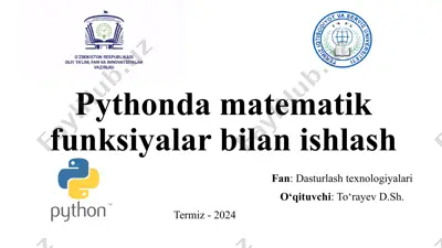 pythonda matematik funksiyalar bilan ishlash — PPTX