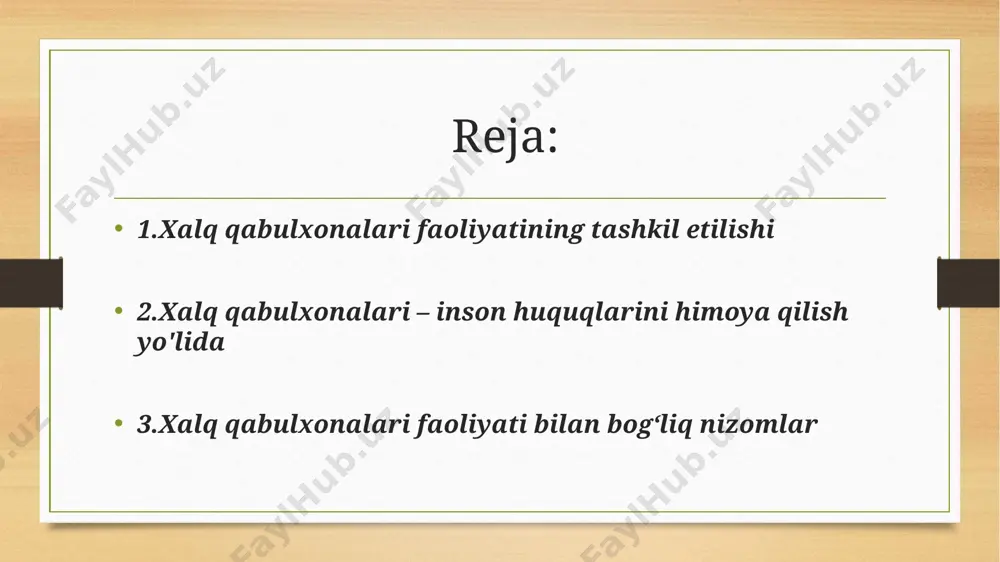darajasini yaratish – barqaror taraqqiyot kafolatidir» nomli ma’ruzasida «xalq davlat organlariga emas, balki davlat organlari xalqimizga xizmat qiladigan vaqt keldi. bundan keyin joylardagi rahbarlar faoliyatiga birinchi navbatda ular boshqarayotgan hududdagi aholidan tushayotgan murojaatlar soni, ularning xalq ichida yurishi, mavjud muammolarning amaliy yechimiga qarab baho beriladi. qisqa qilib aytganda, rahbarlarga xalqning o’zi baho beradi», deb ta’kidladi. prezidentimiz konstitutsiyamiz qabul qilinganining 24-yilligiga bag’ishlangan tantanali marosimda 2017-yilni yurtimizda xalq bilan muloqot va inson manfaatlari yili, deb e’lon qilarkan, «davlat organlarining fuqarolar bilan o’zaro munosabatlari yuzasidan yondashuvni tubdan qayta ko’rib chiqish zarur. bu borada aholi bilan doimiy muloqot qilish, ularni qiynayotgan muammolarni hal etishning yangi mexanizmlari va samarali usullarini joriy etishimiz darkor», deb uqtirib o’tdi. mana, ko’p o’tmay, xalqimiz bu g’oya va tashabbuslarning amaliy natijalarini o’z hayotida ko’rmoqda. prezidentimizning 2016-yil 28-dekabrda qabul qilingan «jismoniy va yuridik shaxslarning murojaatlari bilan ishlash tizimini tubdan takomillashtirishga doir chora-tadbirlar to’g’risida»gi farmoniga muvofiq o’zbekiston respublikasi prezidenti devonida jismoniy va …