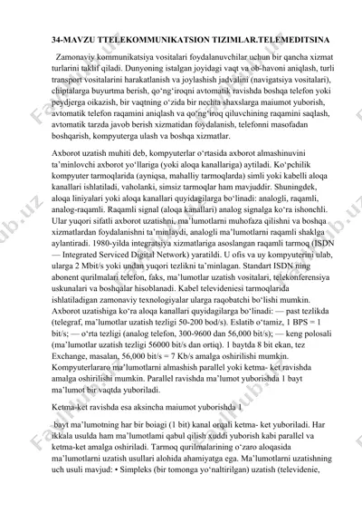 zamonaviy kommunikatsiya tizimlari — DOCX