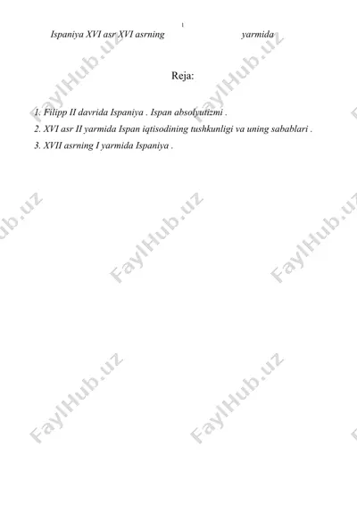 ispaniya xvi asr xvi asrning yarmida — DOC