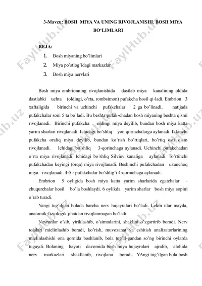 bosh miya va uning rivojlanishi — PDF