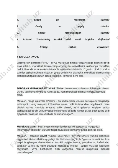 sodda va murakkab tizimlar — DOCX