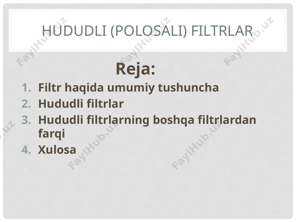 erdamida yoki organik moddalarni minerallash yoʻli bilan zararli moddalardan tozalash uchun moʻljallangan qurilma ; 11.2-rasm xulosa: filtrlar tozalash vazifasini bajaruvchi qurilma sanaladi. elektr energetikada ham filtrlar mavjud bo`lib u yordamida chastotalar tekislanadi. buning natijasida elektr energiyasi foydalanish uchun mos holatga keladi. foydalanilgan adabiyotlar : nazariy elektrotexnika qo`llanma internet sayt www.hozir.uz www.ziyo.net image2.png image3.png image4.png image5.png image6.png image7.png image8.png image9.png image10.png image11.png /docprops/thumbnail.jpeg