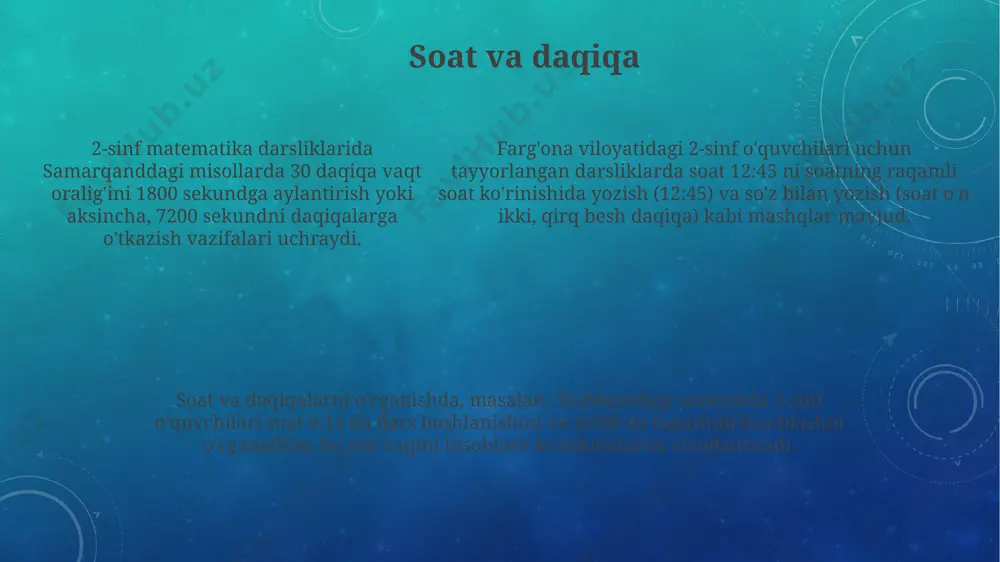 fetni 6 ta teng qismga bo'lishni o'rganib, har bir qismda 6 ta konfet borligini aniqlaydilar. ikkinchi sinf matematika darsliklaridagi "bo'lish amali" bo'limida 20 ta olma 4 ta bolaga teng ravishda taqsimlash masalalari samarqanddagi maktab o'quvchilariga berilgan. e'tiboringiz uchun rahmat @taqdimot_robot image3.png