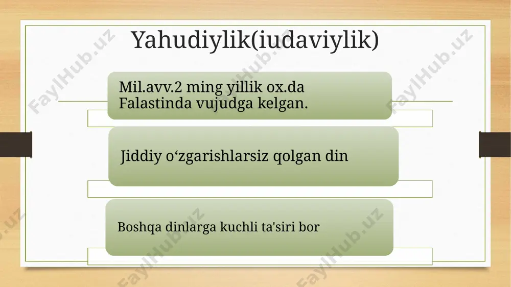 aqsh da 0.5 mln butanda 0.3 mln. jami 1 mlrd. muqaddas narsalari veda guru muqaddas joyga ziyorat sansikrit tili sigir tabaqalar braxmanlar vayshiylar shundalar kshatriylar manbalar vedalar maxabxarata ramayana ilohlari braxman vishnu 10 yaqin oqimlari maymun shiva 13 ta oqim sigir jaynizm asoschilari jaynizm - mil. avv. vi asrda hindistonda vujudga kelgan. asoschisi kshatriya kastasidan chiqqan afsonaviy vardxamana maxaviradir. (u jinna ham deyilgan va jaynizm shundan kelib chiqqan). bu ta’limot 24 ustoz-paygʻambar orqali yetib kelgan bo‘lib, eng so‘nggisi-jinnadir («g‘olib» degani). bu ta'limotga 24 ta paygʻambar asos solgan. 23- avliyo vardxamana maxavira haqida ma'lumotlar mavjud.(mil.av 6 asr) 42 yoshida jina nomini oldi.nirvana holatiga erishgan. jaynizm ta’limoti karma va nirvana haqidagi ta'limot. tarkidunyochilik mavjud. borliqni iloh yaratganiga ishonishmaydi. vedalar ulugʻligi va braxmanlar xukmronligiga qarshi chiqishgan. ashaddiy rohiblikni targʻib qilishgan. 45 ta asari mavjud. rajputan, gujarot, madxya, bxarat shtatlarida yashashadi.(1.5 mln.dan oshiq) axloq qoidalari axinsa zarar yetkazmaslik satya rost so‘zlash astya o‘g‘irlik qilmaslik …