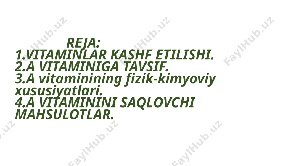 kin hozirgi kunga kelib, bu muammo bilan kattalar ham uchrashmoqda. sabzi soki va suvni 1:1 nisbatda aralashtirib, og‘izni har kuni 3 marta chayish tavsiya etiladi. sabzi a vitaminiga boy bo‘lganligi sababli zararlangan to‘qimalarning bitishini tezlashtiradi.karotolin – tashqi qo‘llash uchun, tarkibida a vitamin ko‘p, regeneratsiyani tezlashtiradi; bronxit – bu bronxlar shilliq qavatiga ta’sir qiladigan yallig’lanish kasalligi.sabablari: viruslar, ikkilamchi bakterial infektsiyalar, changni yutish, tamaki tutuni, toksik gazlar. alomatlar: yo’tal, tomoqdagi og’riq va spazm hissi, xirillash, nafas qisilishi, isitma. a va e vitaminlari bo’lgan sabzavot mahsulotlari (sabzi, ismaloq, qovoq, papayya, ko’katlar, brokkoli, avakado, o’rik, bosh salat, qushqo’nmas, yashil no’xat va loviya, shaftoli) bronxitda metabolik jarayonlar uchun katalizator sifatida ishlaydi. image1.jpeg image2.jpeg image3.jpeg image4.jpeg image5.jpeg image6.jpeg image7.jpeg image8.jpeg image9.jpeg image10.jpeg image11.jpeg image12.jpeg image13.jpeg image14.jpeg image15.jpeg image16.jpeg image17.jpeg image18.jpeg /docprops/thumbnail.jpeg